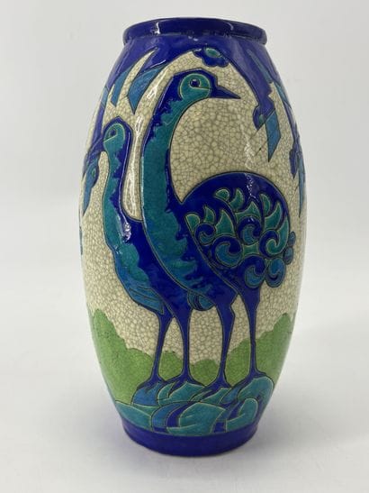 Charles CATTEAU (1880-1966). Vase Boch Keramis...