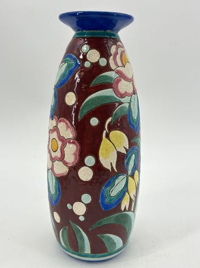 Charles CATTEAU (1880-1966). Vase Boch Keramis...