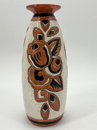 Charles CATTEAU (1880-1966). Vase Boch Keramis...