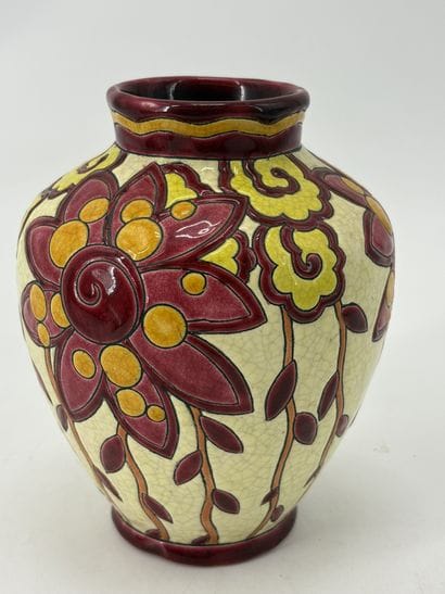 Charles CATTEAU (1880-1966). Rare vase Boch...