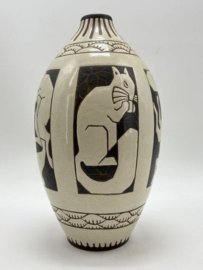 Charles CATTEAU (1880-1966). Important vase...