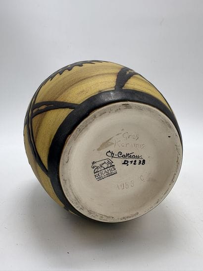 Charles CATTEAU (1880-1966). Vase Boch Keramis...