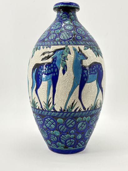 Charles CATTEAU (1880-1966). Vase Boch Keramis...