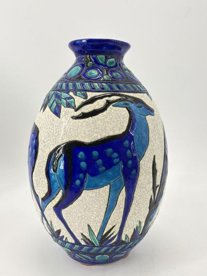 Charles CATTEAU (1880-1966). Vase Boch Keramis...