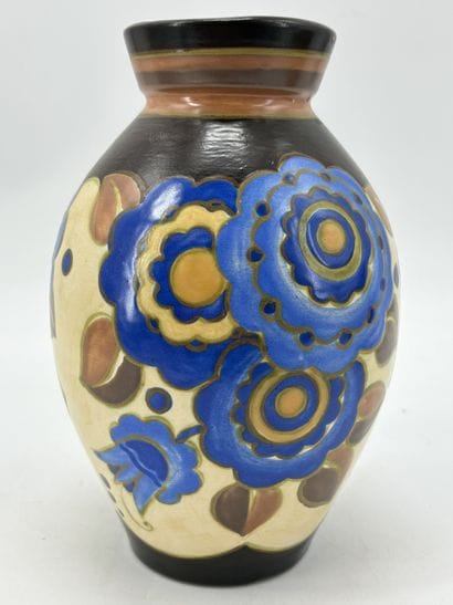 Charles CATTEAU (1880-1966). Vase Boch Keramis...