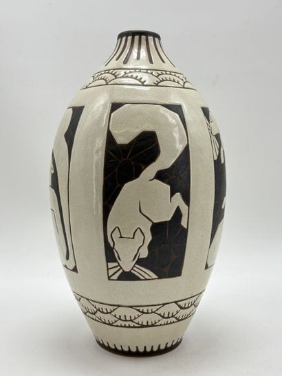 Charles CATTEAU (1880-1966). Important vase...