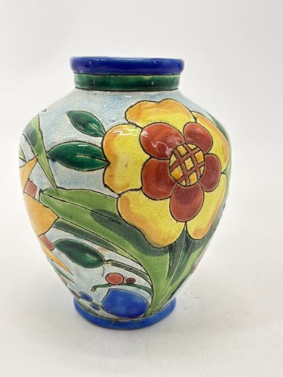 Charles CATTEAU (1880-1966). Vase Boch Keramis...