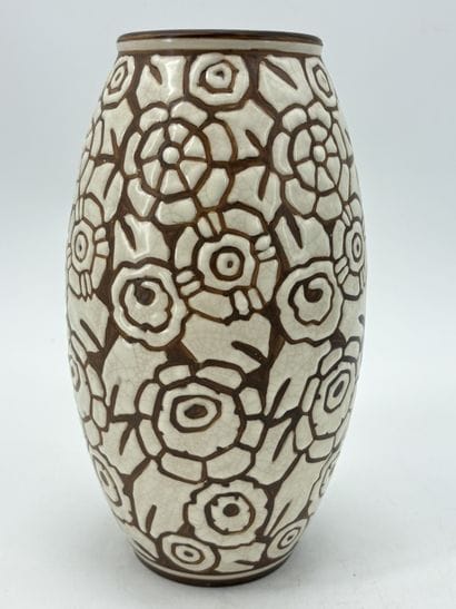 Charles CATTEAU (1880-1966). Vase Boch Keramis...