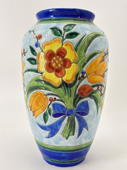 Charles CATTEAU (1880-1966). Vase Boch Keramis...