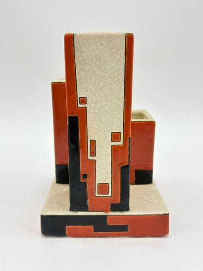 Charles CATTEAU (1880-1966). Vase Boch Keramis...