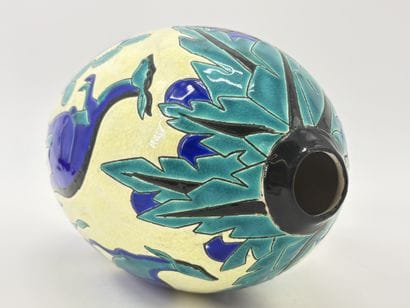 Charles CATTEAU. Vase art déco Boch Keramis...