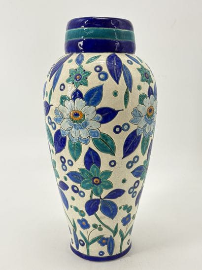 Charles CATTEAU (1880-1966). Vase Boch Keramis...