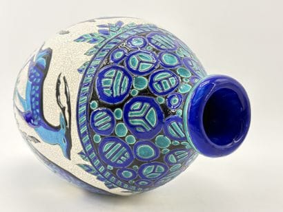 Charles CATTEAU (1880-1966). Vase Boch Keramis...