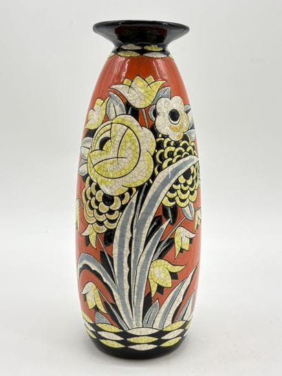 Charles CATTEAU (1880-1966). Vase Boch Keramis...