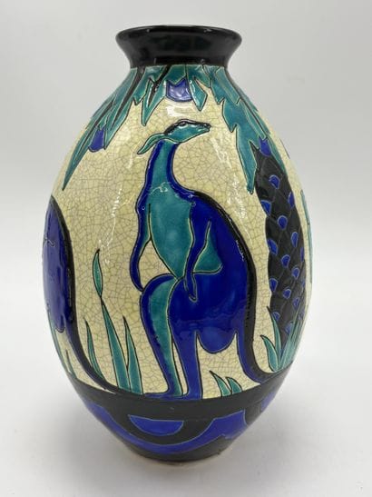 Charles CATTEAU (1880-1966). Vase Boch Keramis...