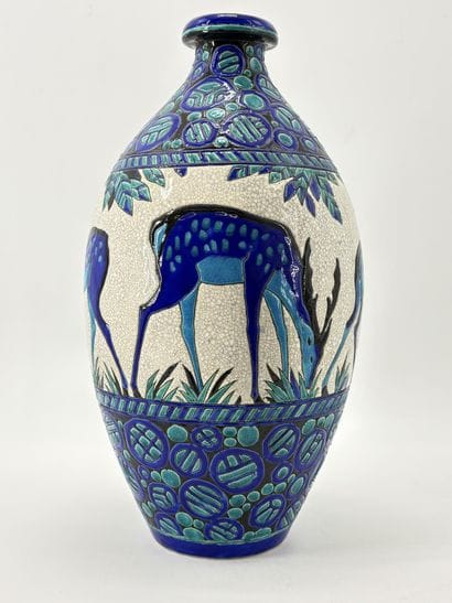 Charles CATTEAU (1880-1966). Vase Boch Keramis...