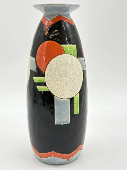 Charles CATTEAU (1880-1966). Vase Boch Keramis...
