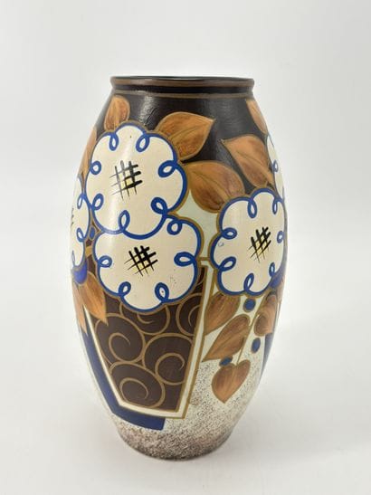 Charles CATTEAU (1880-1966). Vase Boch Keramis...