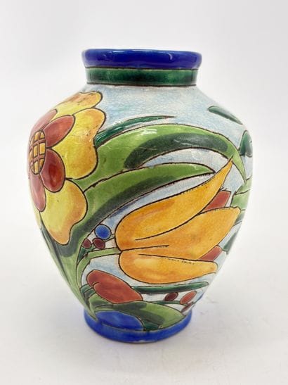 Charles CATTEAU (1880-1966). Vase Boch Keramis...