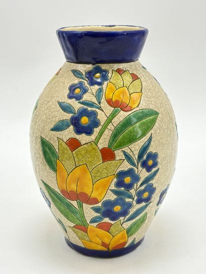 Charles CATTEAU (1880-1966). Vase Boch Keramis...