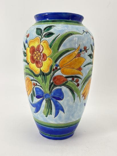 Charles CATTEAU (1880-1966). Vase Boch Keramis...
