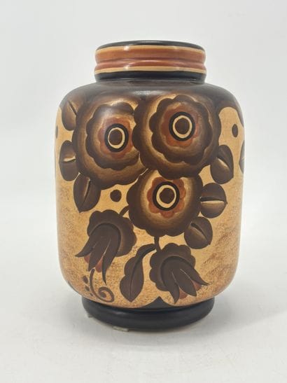 Charles CATTEAU (1880-1966). Vase Boch Keramis...
