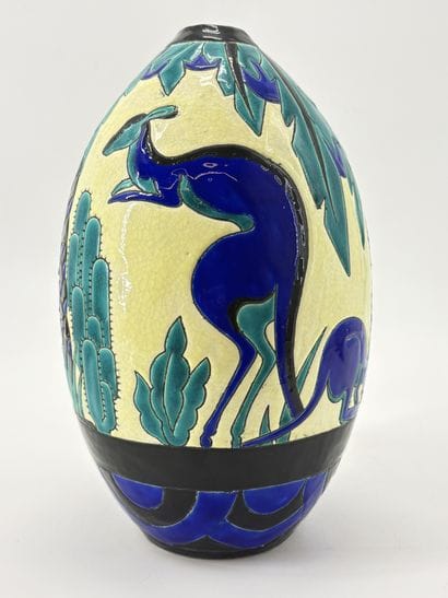 Charles CATTEAU. Vase art déco Boch Keramis...