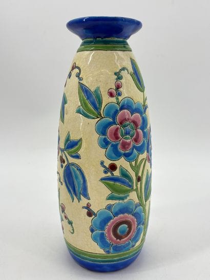 Charles CATTEAU (1880-1966). Vase Boch Keramis...