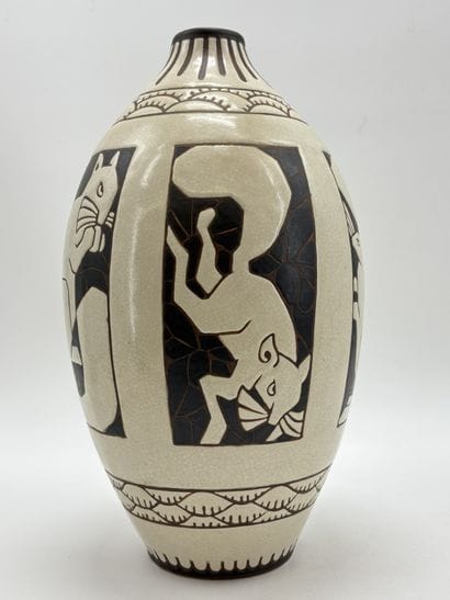 Charles CATTEAU (1880-1966). Important vase...