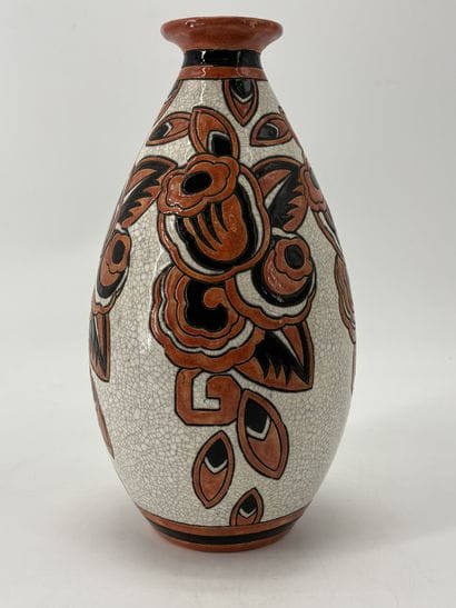 Charles CATTEAU (1880-1966). Vase Boch Keramis...