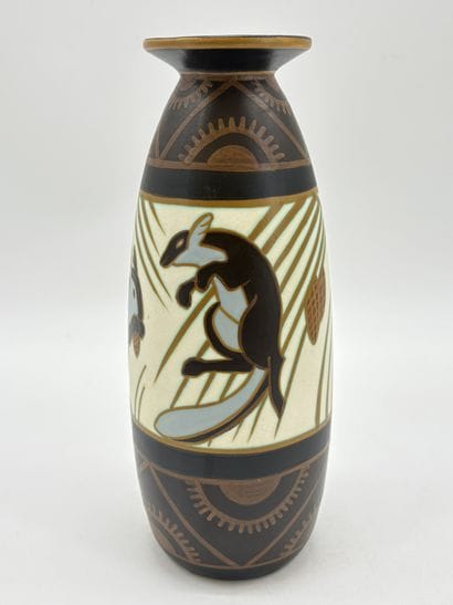 Charles CATTEAU (1880-1966). Vase Boch Keramis...