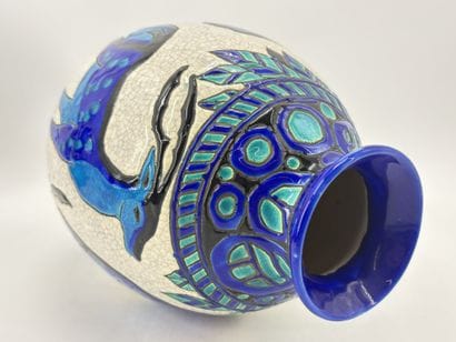 Charles CATTEAU (1880-1966). Vase Boch Keramis...