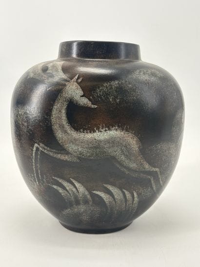 Charles CATTEAU (1880-1966). Vase Boch Keramis...