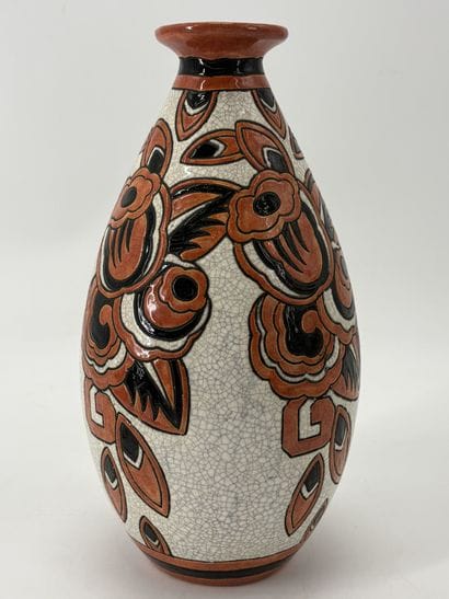 Charles CATTEAU (1880-1966). Vase Boch Keramis...