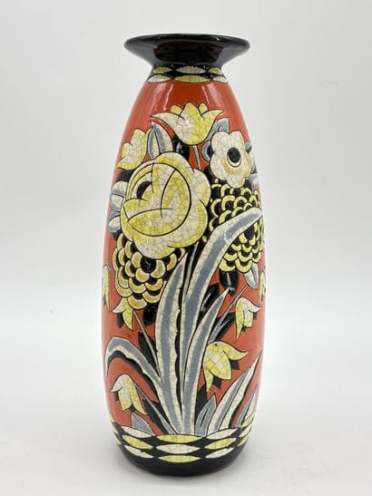 Charles CATTEAU (1880-1966). Vase Boch Keramis...