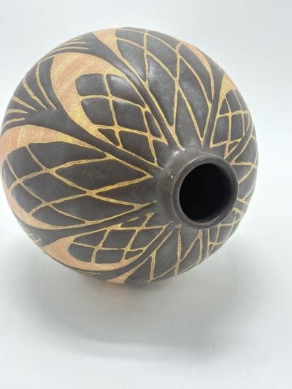 Charles CATTEAU (1880-1966). Vase Boch Keramis...