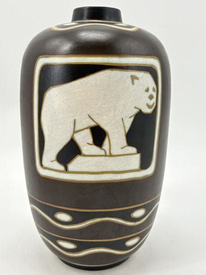 Charles CATTEAU (1880-1966). Vase Boch Keramis...