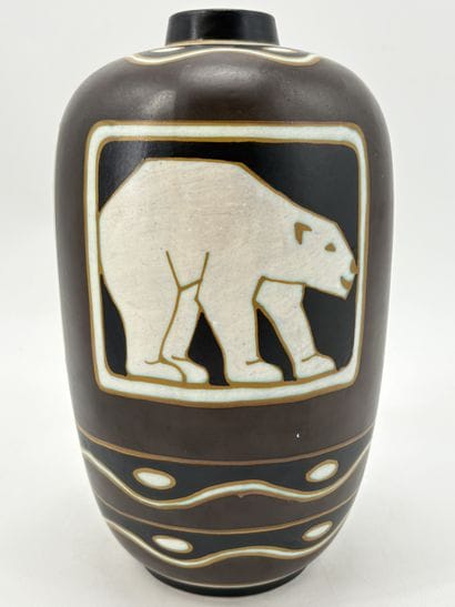Charles CATTEAU (1880-1966). Vase Boch Keramis...