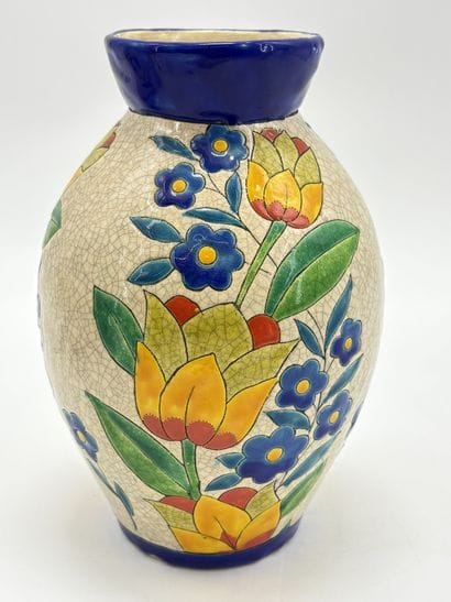 Charles CATTEAU (1880-1966). Vase Boch Keramis...
