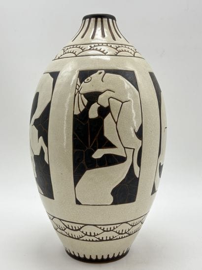 Charles CATTEAU (1880-1966). Important vase...