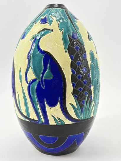 Charles CATTEAU. Vase art déco Boch Keramis...