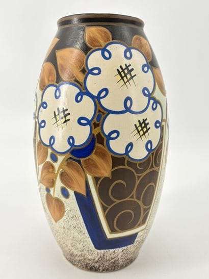 Charles CATTEAU (1880-1966). Vase Boch Keramis...