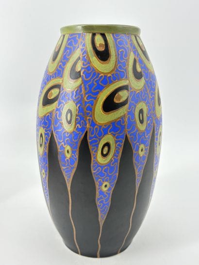 Charles CATTEAU (1880-1966). Vase Boch Keramis...