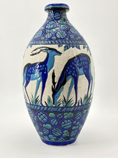 Charles CATTEAU (1880-1966). Vase Boch Keramis...