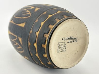 Charles CATTEAU (1880-1966). Vase Boch Keramis...
