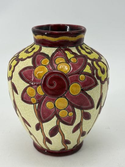 Charles CATTEAU (1880-1966). Rare vase Boch...