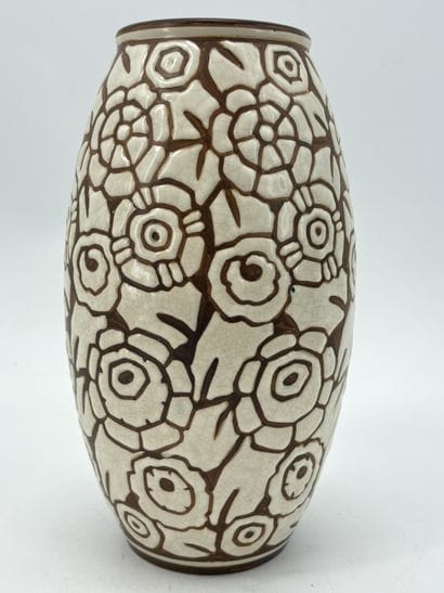 Charles CATTEAU (1880-1966). Vase Boch Keramis...