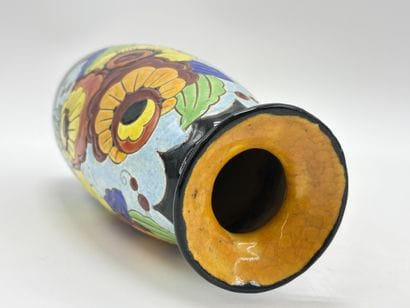 Charles CATTEAU (1880-1966). Vase Boch Keramis...