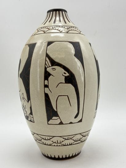 Charles CATTEAU (1880-1966). Important vase...