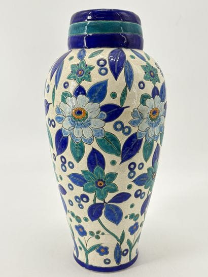 Charles CATTEAU (1880-1966). Vase Boch Keramis...